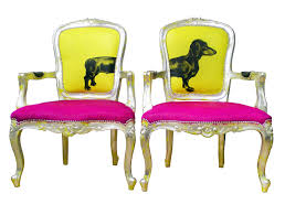 Sausage Dog Pink Yellow Jimmie Martin Art Furniture Chair Makeover Mobilier De Salon Diy Fauteuil Chaises Salon