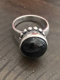 James Avery Retired Silver Black Onyx Chalcedony Quartz Ring Size 7