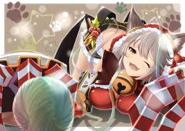 Hello everyone, please read the following details about this wallpaper. Animal Ears Blush Breasts Christmas Fang Granblue Fantasy Gray Hair Marusan Ribbons Sen Granblue Fantasy Short Hair Wink Yellow Eyes Konachan Com Konachan Com Anime Wallpapers