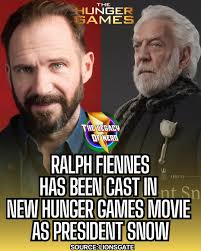🚨BREAKING: RALPH FIENNES CAST AS PRESIDENT SNOW IN NEW HUNGER GAMES MOVIE  Ralph FIennes (Voldemort in Harry Potter) will take over the role of a  younger President Coriolanus Snow (originally played by
