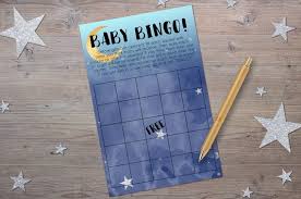 Baby Shower Bingo Printable Baby Shower Games Moon And Stars Etsy Baby Shower Bingo Baby Shower Bingo Printable Baby Shower Printables