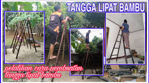 Berikut cara membuat tangga bambu / how to make escalate from bamboo. Tangga Lipat Bambu Cara Pembuatan Kerajinan Tangga Lipat Bambu Youtube