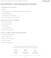 Quiz Worksheet Constructing Argument Conclusions Study Com