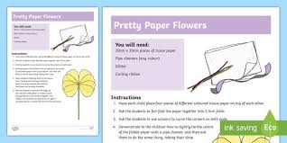 To make a tissue paper flower you'll need brightly colored tissue paper, a pipe cleaner, scissors, green crepe paper. Pretty Tissue Paper Crafts Flowers Twinkl Teacher Made