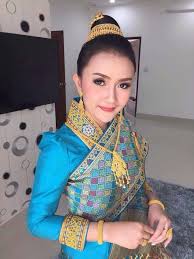 Blue Wedding Sin Mai Traditional Fashion Laos Wedding Traditional Outfits