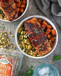 I toss mine with just enough oil to coat and whatever seasonings i want (salt, pepper, and garlic, and sometimes some rosemary). 30 Minute Honey Chili Salmon And Sweet Potato Bowls