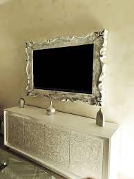 Cornice Tv Bianca Decapata Argento Decorazione Ingresso Casa Cornici Shabby Chic Camera Gotica