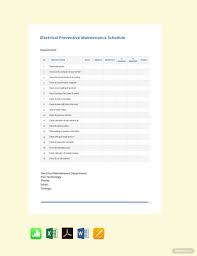 Instantly Download Free Electrical Preventive Maintenance Schedule Template Sample Example In Pdf Microso In 2020 Schedule Template Preventive Maintenance Word Doc