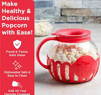 Ecolution Patented Micro-Pop Microwave Popcorn Popper with Temperature Safe Glass, 3-in-1 Lid Measures Kernels and Melts Butter, Made Without BPA, ...