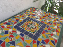 Mexican Tile Topped Table For Sale We Love The Colors Mexican Tile Tile Top Tables Mexican Tile Table