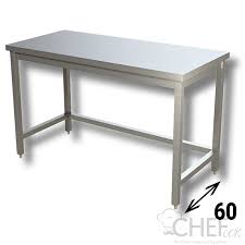 Our selection of commercial work tables includes all stainless steel models with sturdy tabletops and strong legs, allowing you to tenderize meat, chop veggies, slice up fruits, and mix salads. Aisi 304 4 Legged Work Table With Reinforcements Depth 60 Cm Dstgsr006 Chefook