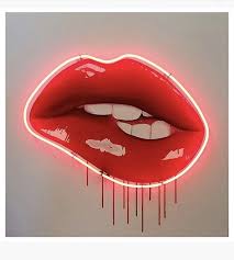 Neon Lip Biting Tapestry Poster By Livpaigedesigns Neon Lips Lips Painting Neon Art