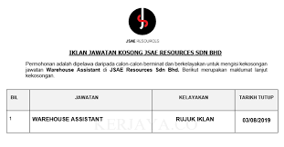 Jawatan kosong at lembaga getah malaysia. Iklan Jawatan Kosong Jsae Resources Sdn Bhd 3 Ogos 2019 Ekerjaa