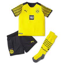Players like marcos reus, marc batra or emerick aubameyang wear already these products each sunday. Puma Borussia Dortmund Home Mini Kit 2021 2022 Domestic Replica Shirts Faoswalim