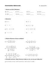 Den schwerpunkt dieser lernzielkontrolle bildet das addieren und subtrahieren von brüchen. Arbeitsblatter Mathe Klasse 6 Realschule Bruche