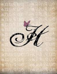 Antique Letter H Script Monogram With Butterfly Digital Download For Dictionary Pages Papercrafts Transfer Pillows J Tattoo Letter J Tattoo Tattoo Lettering
