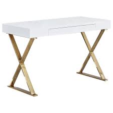 Lufeiya small computer desk white writing table for home office small spaces 31 inch modern student study laptop pc desks with gold legs storage bag headphone hook,white gold 4.7 out of 5 stars 1,065 $49.99 $ 49. Best Master Modern Stainless Steel Frame Computer Desk Gold High Gloss Walmart Com Walmart Com