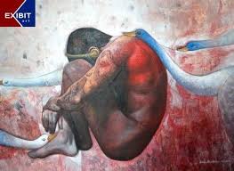 Heart Touching Emotional Painting By India S Famous Artist Jobon Biswas Certified Artist A Creative Acrylic Art O Indian Artist Arabian Art Painting Gallery