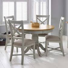 Bordeaux Painted Light Grey Round Extending Dining Table 4 Chairs Seats 4 6 Costco Uk In 2020 Dining Table Chairs White Round Dining Table Round Dining Table Sets
