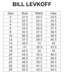 Bill Levkoff Measurement Chart Fashion Dresses