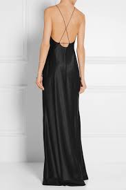 Noir Robe Du Soir En Satin De Soie Calvin Klein Collection Prom Dresses Sleeveless Satin Gown Beautiful Dresses