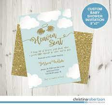 Heaven Sent Baby Shower Invitation Angel Theme Baby Shower Etsy Custom Baby Shower Invitations Baby Shower Invitations Glitter Baby Shower Invitations