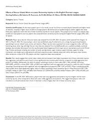 Effects of Soccer Cleats Worn vs Lower Extremity Injuries in the English  Premier League