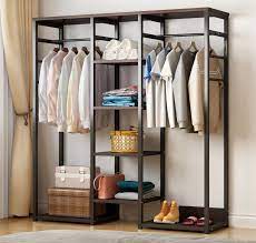This combination cabinet consists of 30 cubes, which provides additional storage space for you to store different kinds of items and you can also classify items for easy access and use next time. New Wardrobe Cupboard Shelves Clothes Hanging Racks Furniture Black Walnut