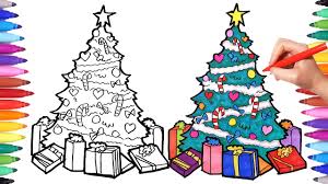 Leave a tiny section on the side of each ornament blank to represent shine. How To Draw A Christmas Tree Drawing And Coloring Christmas Tree Christmas Coloring Pages Youtube