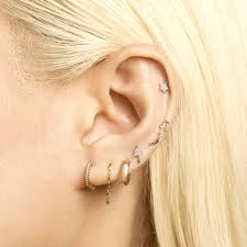 7mm Chain Double Piercing Stud Bar Stud Earrings Bar Earrings October Birthstone Jewelry
