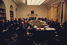 Cabinet definition, a piece of furniture with shelves, drawers, etc., for holding or displaying items: File President Nixon With His First Term Cabinet Jpg Wikipedia