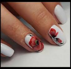 Poppy Flower Red Nails Womens Nails Flower Nails