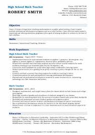 Don't make your math teacher resume too long. High School Math Teacher Resume Samples Qwikresume
