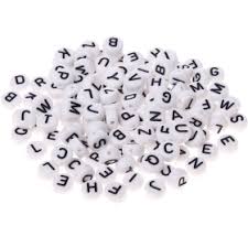 The size of the image should be less than 5m! Letter Beads In White With Black Letters For Making Children Bracelets
