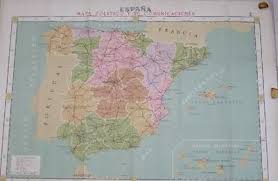 El territorio peninsular de españa comparte territorio con portugal, además incluye las islas baleares en el mar mediterráneo y las islas canarias en el océano atlántico. Espana Mapa Politico Y De Comunicaciones Ministerio De Educacion Nacional Sobre 1950 Coleccionismo Papel Mapas Contemporaneos Desde Siglo Xix Map El Saber Si Ocupa Lugar