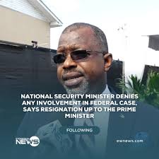 MUNROE SPEAKS: Amid calls for his resignation following the indictment of  two senior law enforcement officers from the Royal Bahamas Police Force and  Defence Force, Minister of National Security Wayne Munroe has