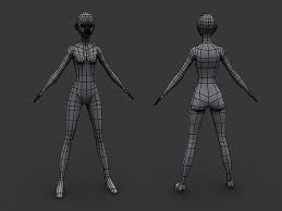 Human Manga Female Base Mesh Low Poly Female Base Human Base Character Model Sheet