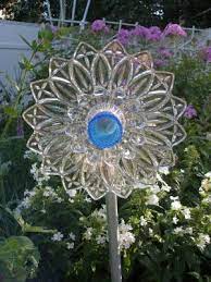Glass Flower One Large Plate One Small Plate And One Candle Holder Glue It Together Then I G Glass Garden Flowers Garden Art Glass Plate Flowers