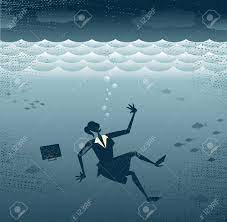 レトロなの抽象的な実業家溺死素晴らしいイラスト スタイル実業家企業海の底に沈んで水死するのイラスト素材・ベクター Image 24579144