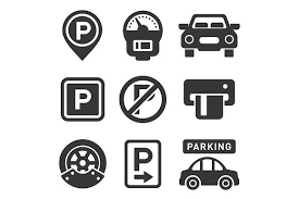 Car Parking Icons And Signs Set Car Parking Police Crime Car Icons
