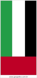 A faixa vertical está localizada no canto esquerdo da bandeira é vermelha. Bandeira Oficial Do Pais Emirados Arabes Unidos Composicao E Cores De Simbolo Nacional