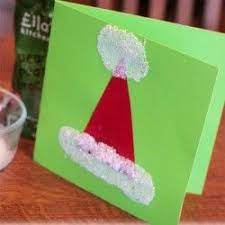 These little winter hats make easy and cute christmas ornaments! 20 Homemade Christmas Cards Made By The Kids Simple Christmas Cards Christmas Cards Kids Homemade Christmas Cards