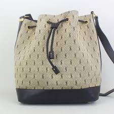 YVES Saint Laurent Monogram Logo Drawstring Bucket Bag - A&V Pawn
