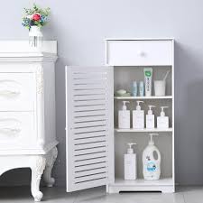 Shop for bathroom floor cabinets at walmart.com. White Wooden Bathroom Floor Cabinet Storage Cupboard 3 Shelves Free Standing Us Home Garden Universitasfundacion Bath