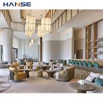 Wholesale Luxury Hotel Furniture Table Velvet Fabric Upholstered Sofa Set  Modern Hotel Lobby Furniture