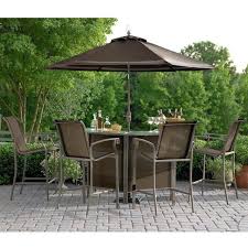 Outdoor Dark Grey Classic Stained Steel Bistro Set With Glass Also Bir And Patio Umbrella Besides