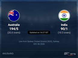 Check spelling or type a new query. Australia Vs India Live Score Over 2nd T20i T20 6 10 Updates Cricket News