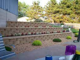 3 Tier Retaining Wall Hillside Landscaping House Landscape Backyard Landscaping