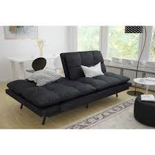Mainstays Memory Foam Futon Black Suede Walmart Com Futon Living Room Furniture Home Living Room