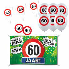Feestartikelen 60 Jaar Verjaardag Versiering Pakket Verkeersborden Stopborden Huis Versieren Blokker